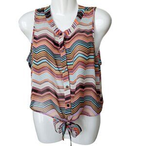 MULTI-COLOR CHEVRON PRINT FOREVER 21 TOP SMALL